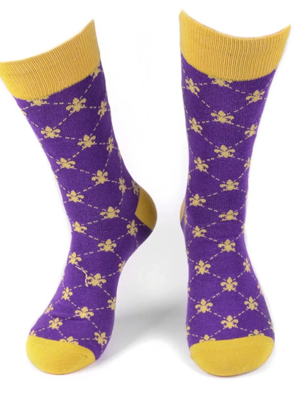 Men's Fleur-de-lis Socks - Purple W/ Yellow/ Gold- NWT